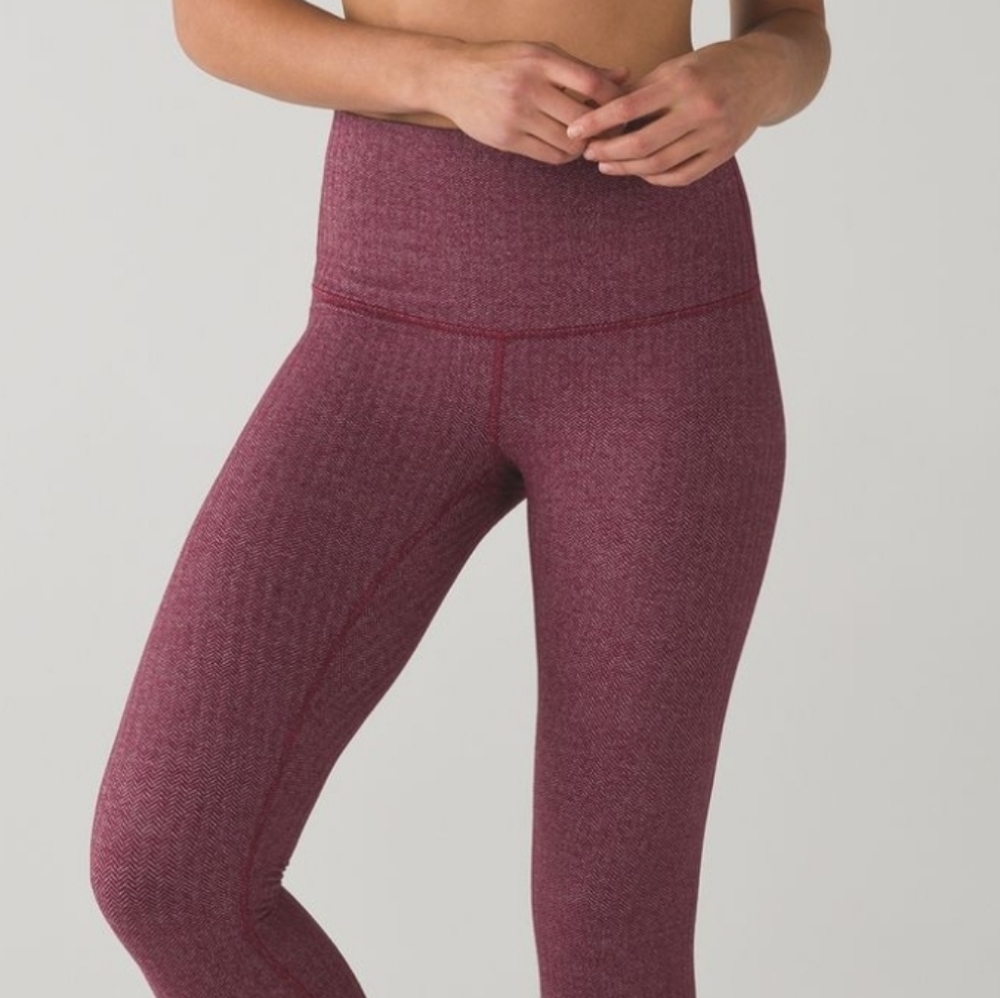 Lululemon Wunder Under Women Pullover Leggings Sz4 Berry Hi-Rise Athletic